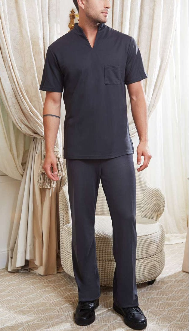 Spa Uniform Men – Trousers in grey front.
